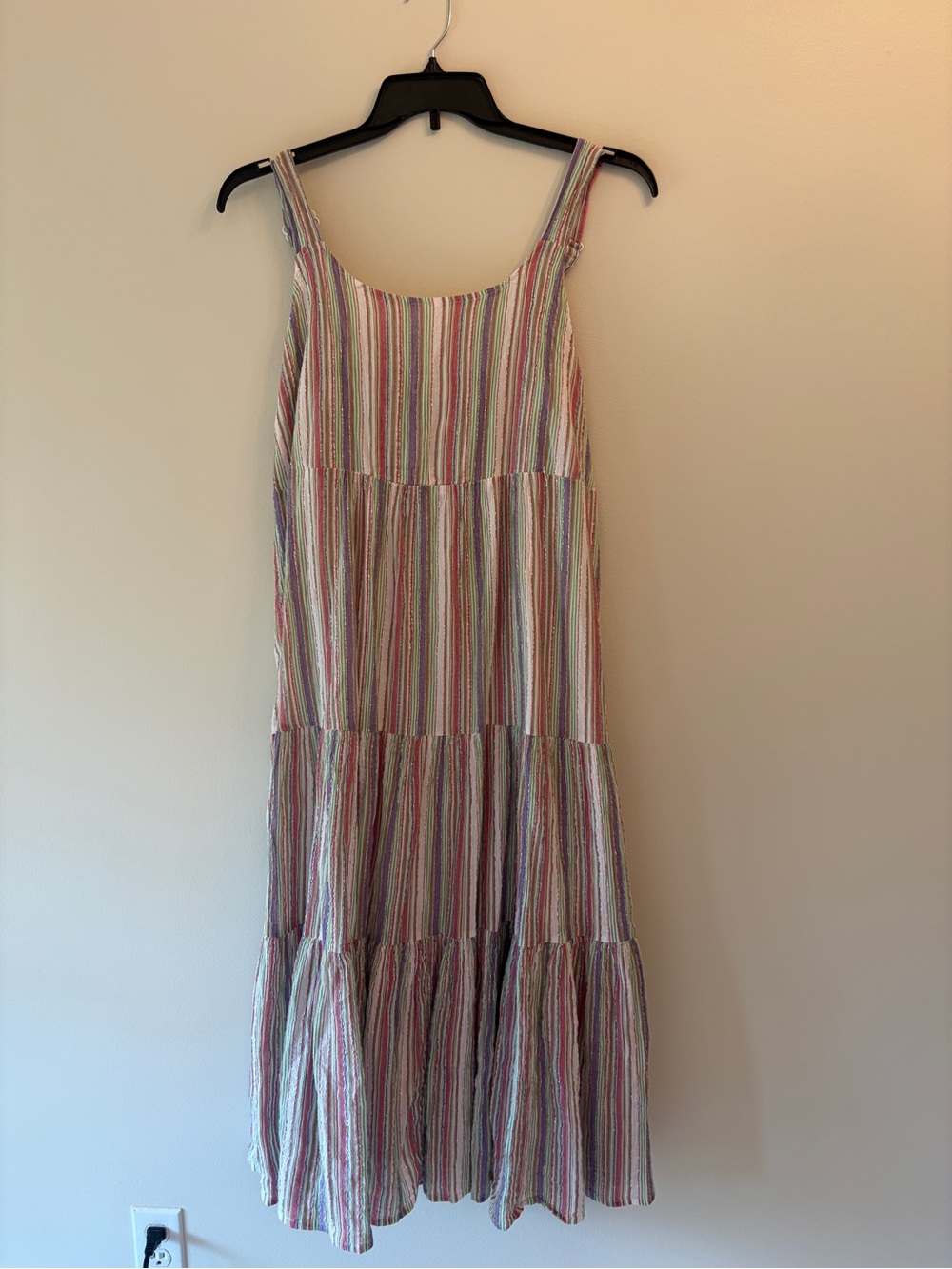 Women’s Sleeveless Striped Tiered Maxi Dress in Multi-Color